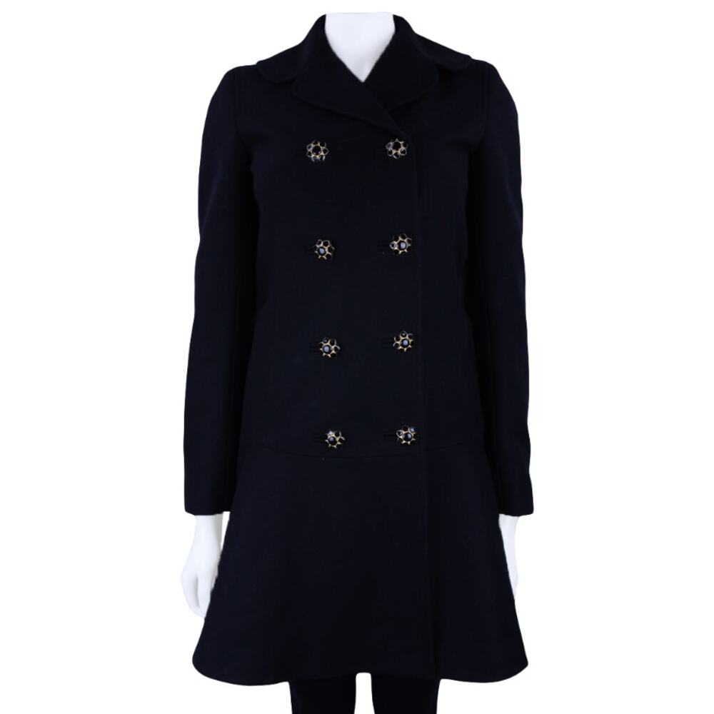 Ted Baker Vivaine Double Breased Coat Black Wool Womens Size XS 0
